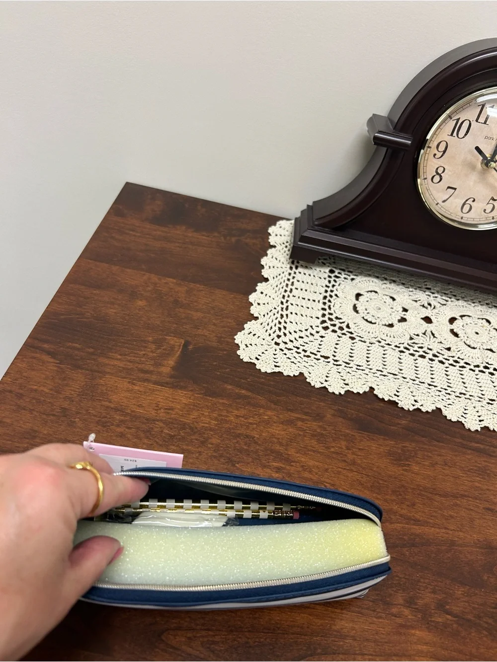 kate spade Navy and White Striped pencil Pouch